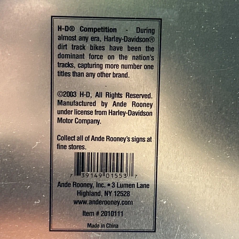 Vintage‎ Harley Davidson 1957 Competition Models #1 Motorcycle Metal Tin Sign